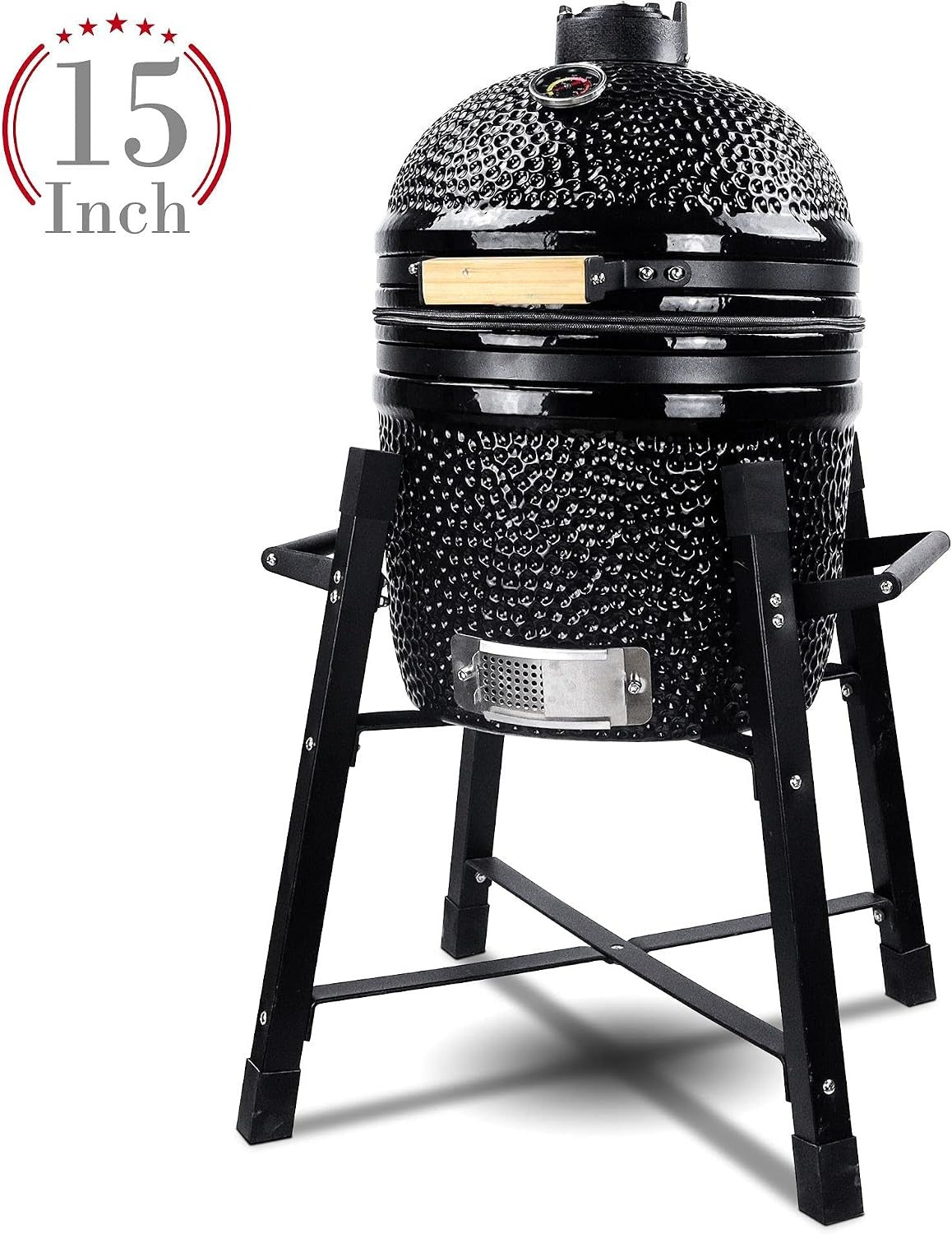 15" Ceramic Kamado Grill, Black