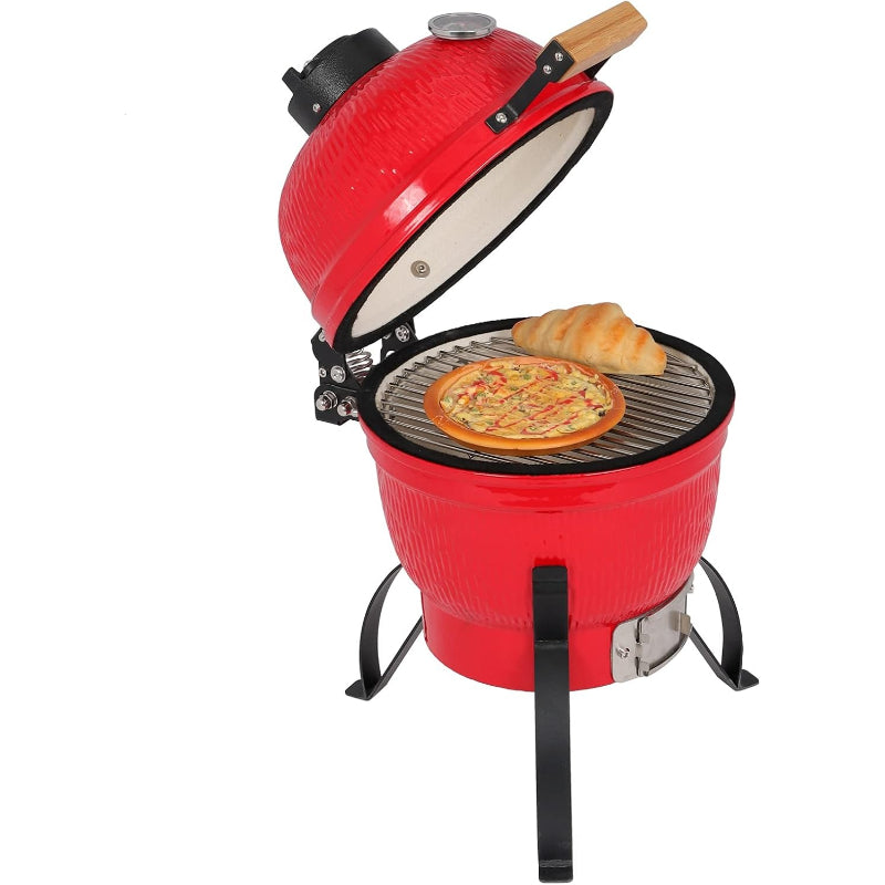 13" Ceramic Kamado Grill, Red