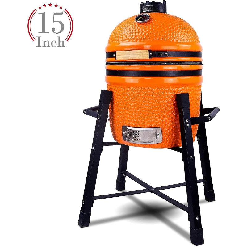 15" Ceramic Kamado Grill, Orange