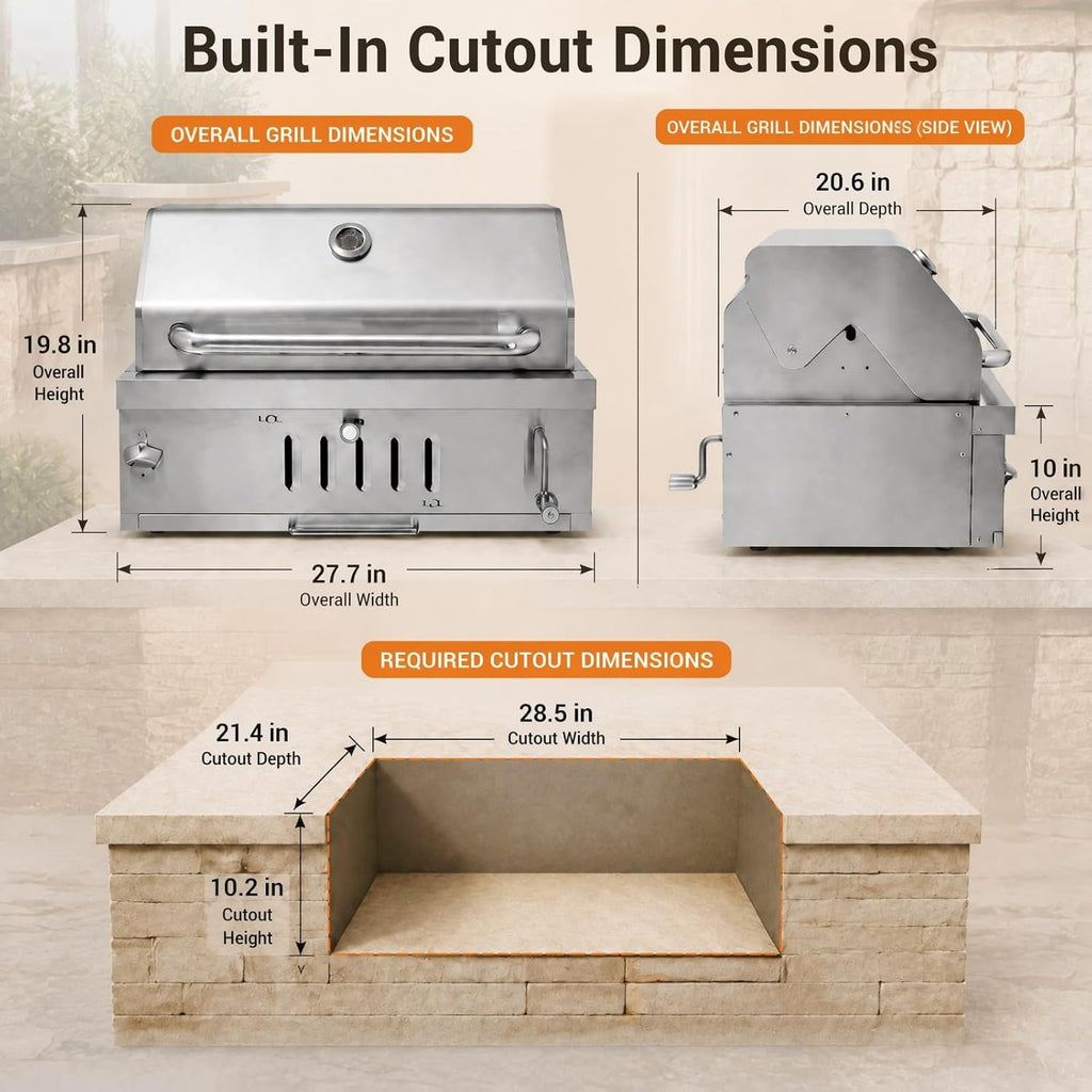 28In Built-In Charcoal Grill