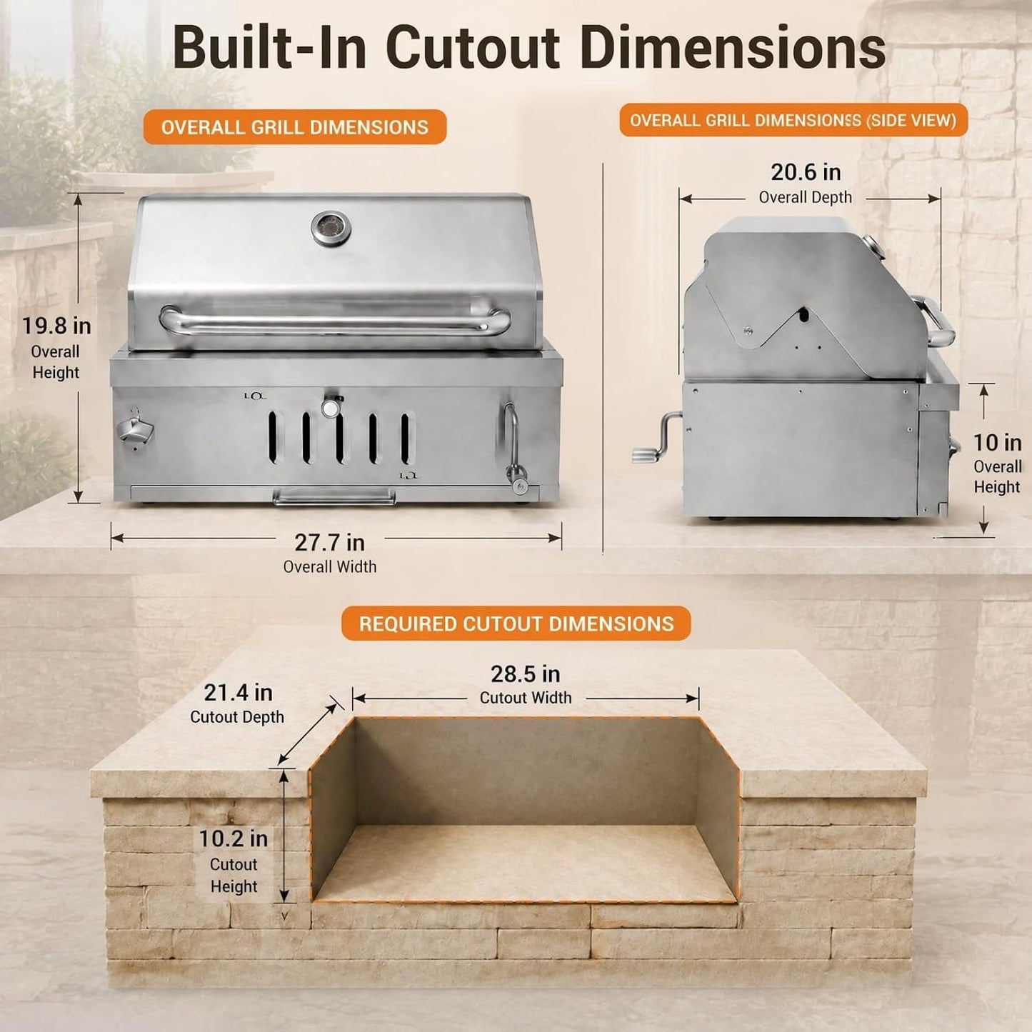 28In Built-In Charcoal Grill