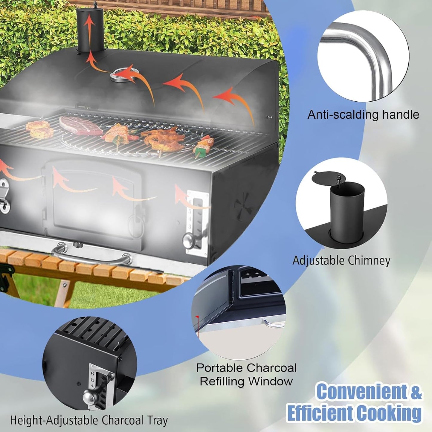 Large Built-In Charcoal Barrel Grill