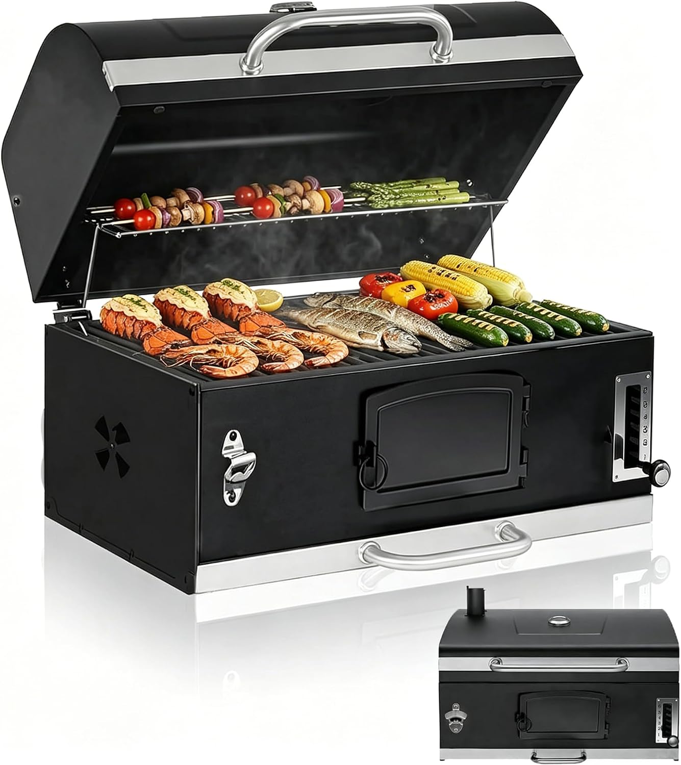 Large Built-In Charcoal Barrel Grill