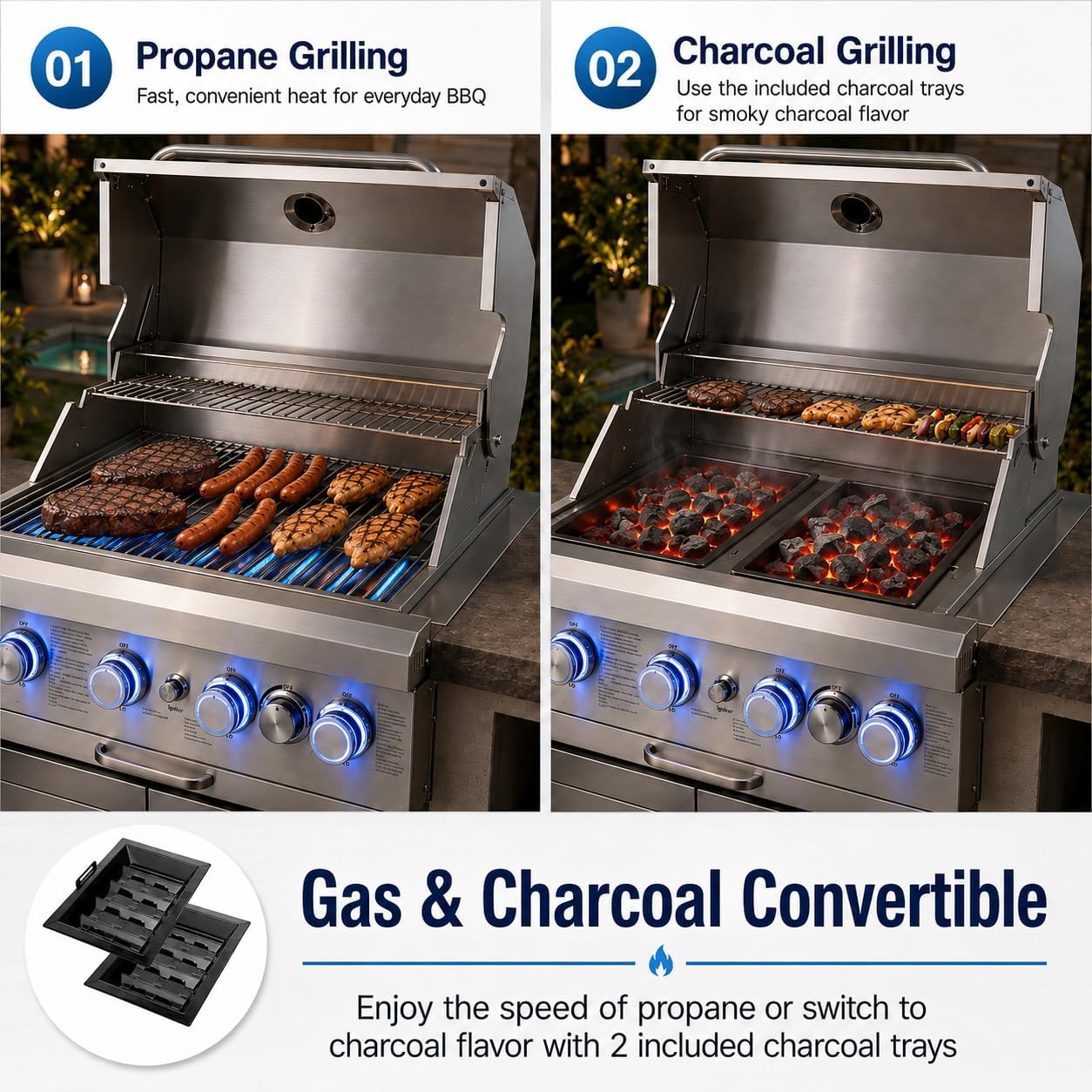 28-Inch 4-Burner Combo Grill