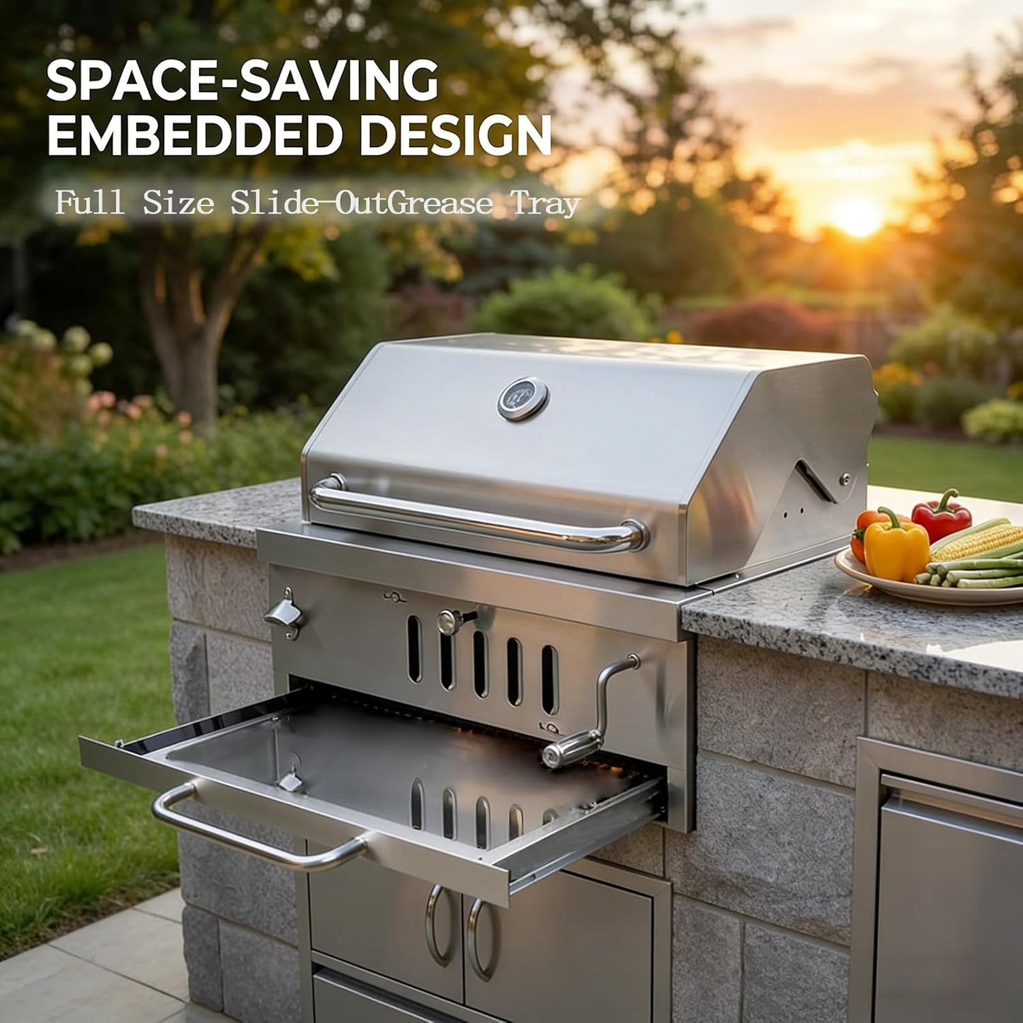 28 In Built In Charcoal BBQ Grill