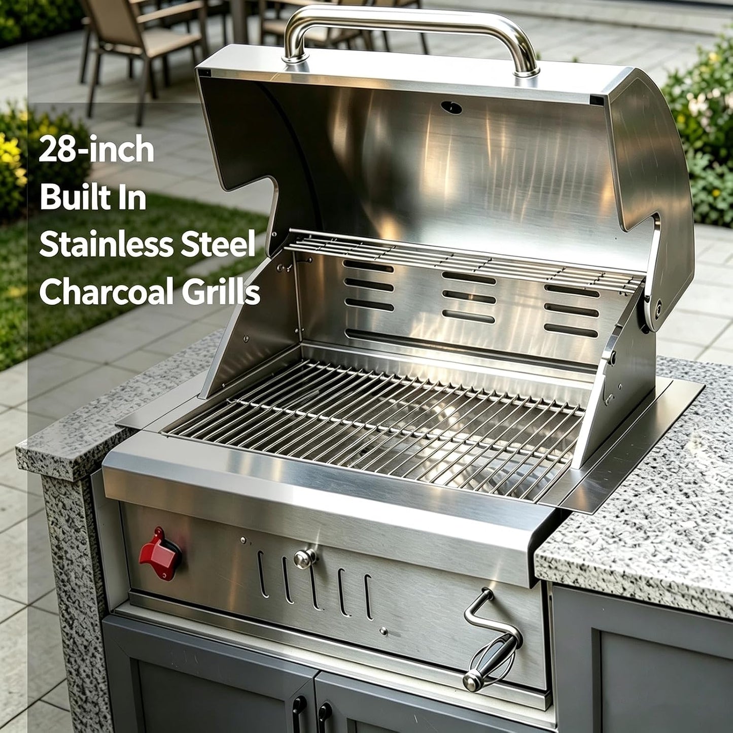 Large Built In 28 Inch Charcoal BBQ Grill