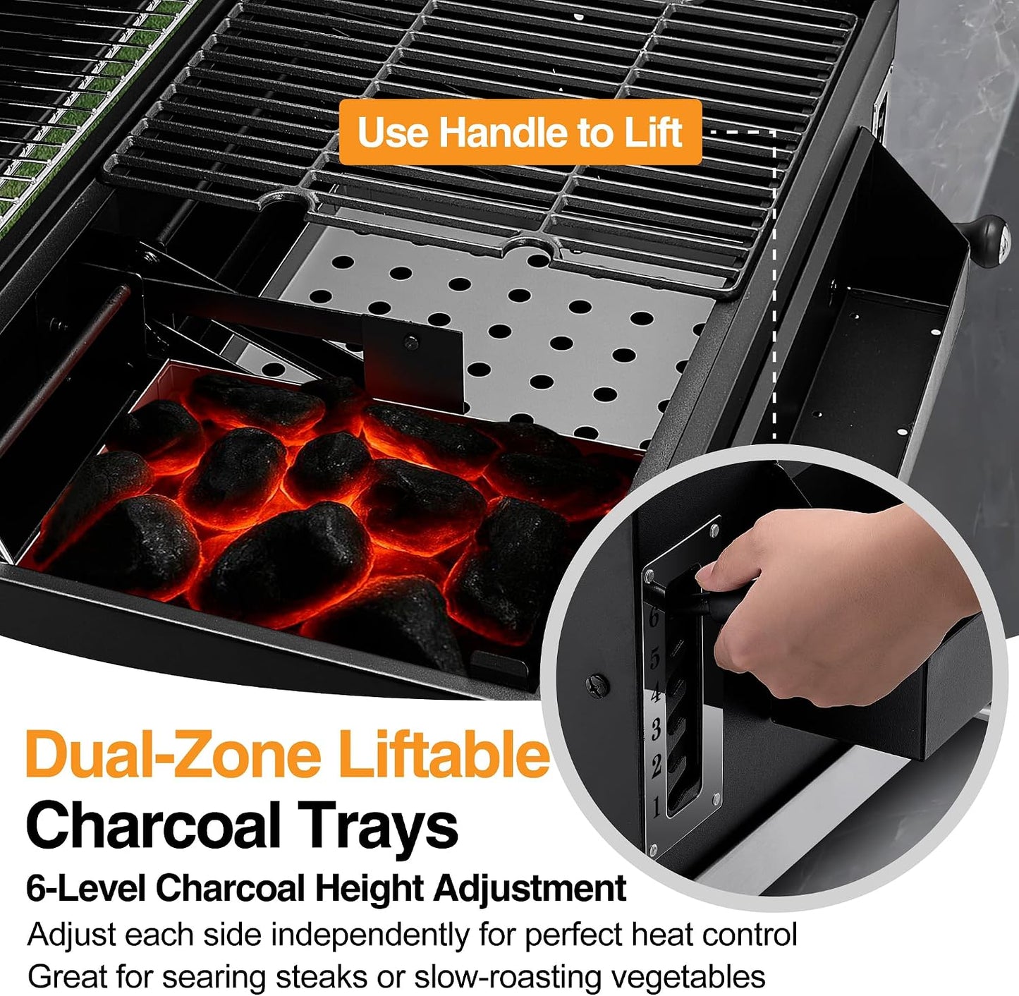 Built In Large Black Charcoal BBQ Grill