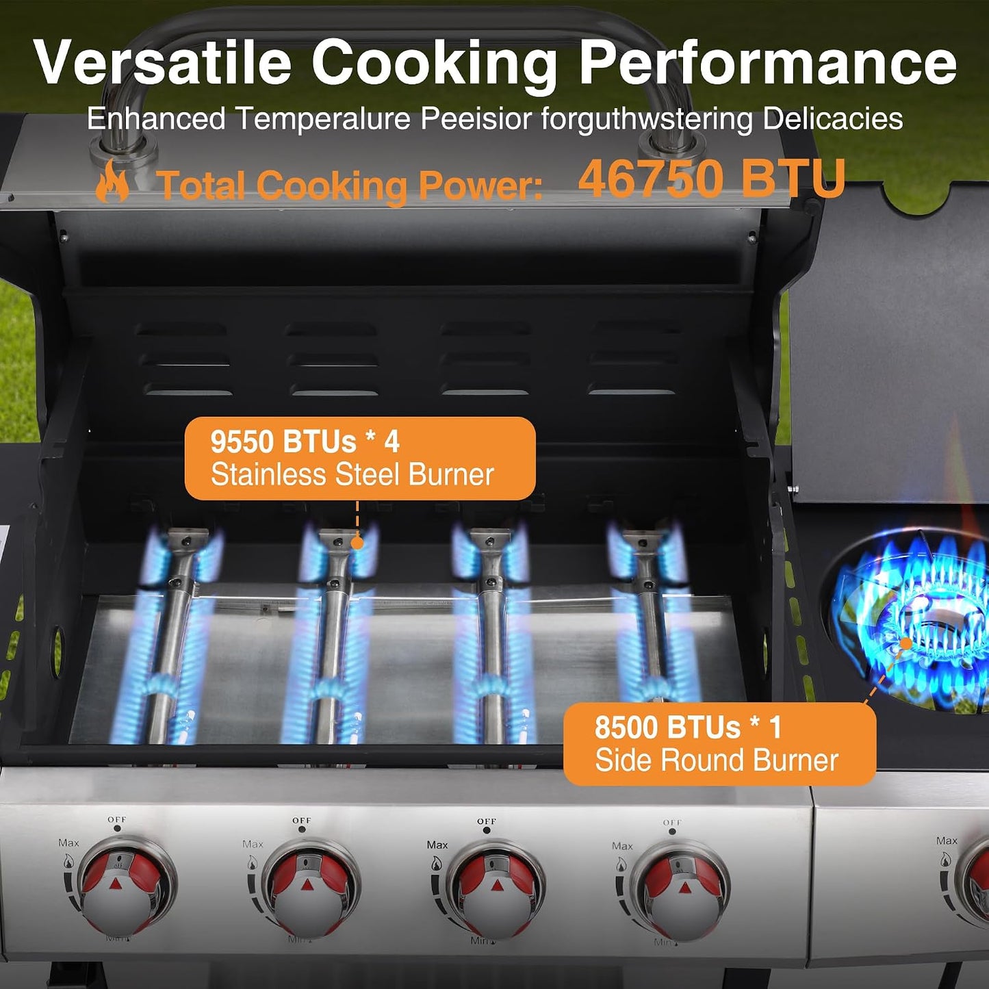5-Burner 4-in-1 Combo Grill