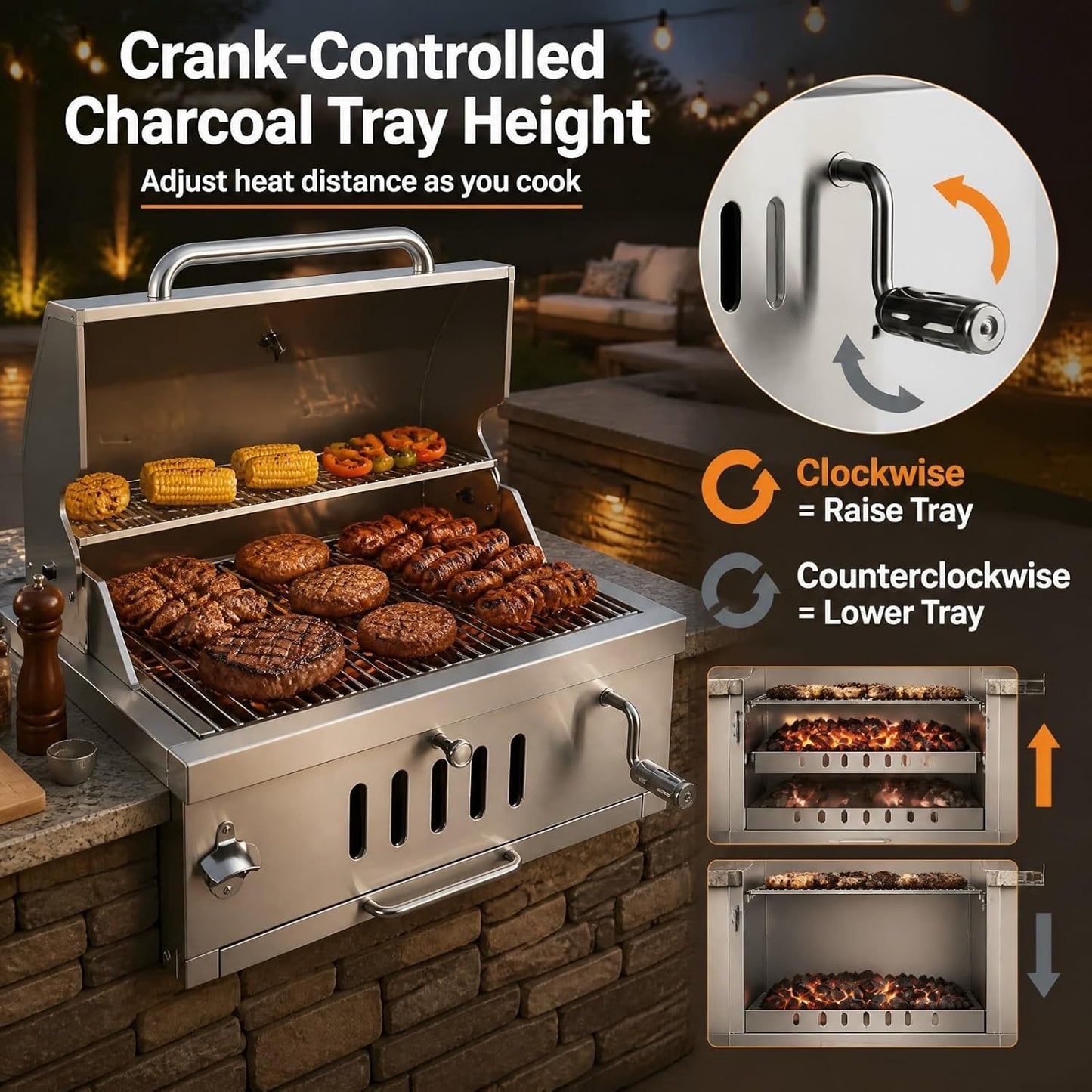 28In Built-In Charcoal Grill