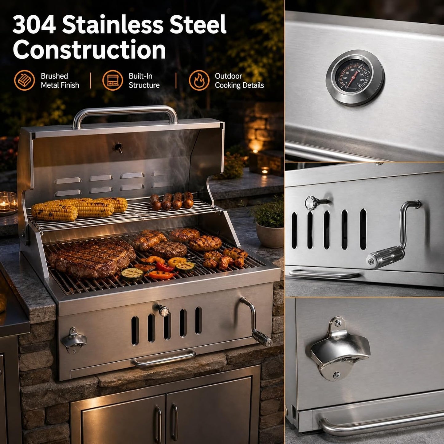 28In Built-In Charcoal Grill