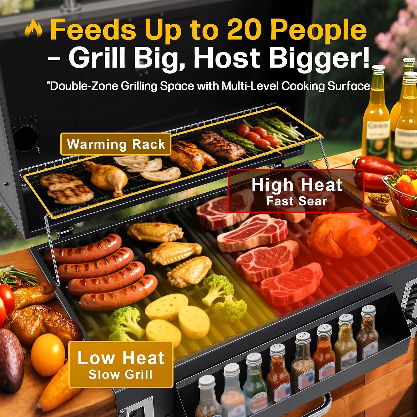 Built In Large Black Charcoal BBQ Grill