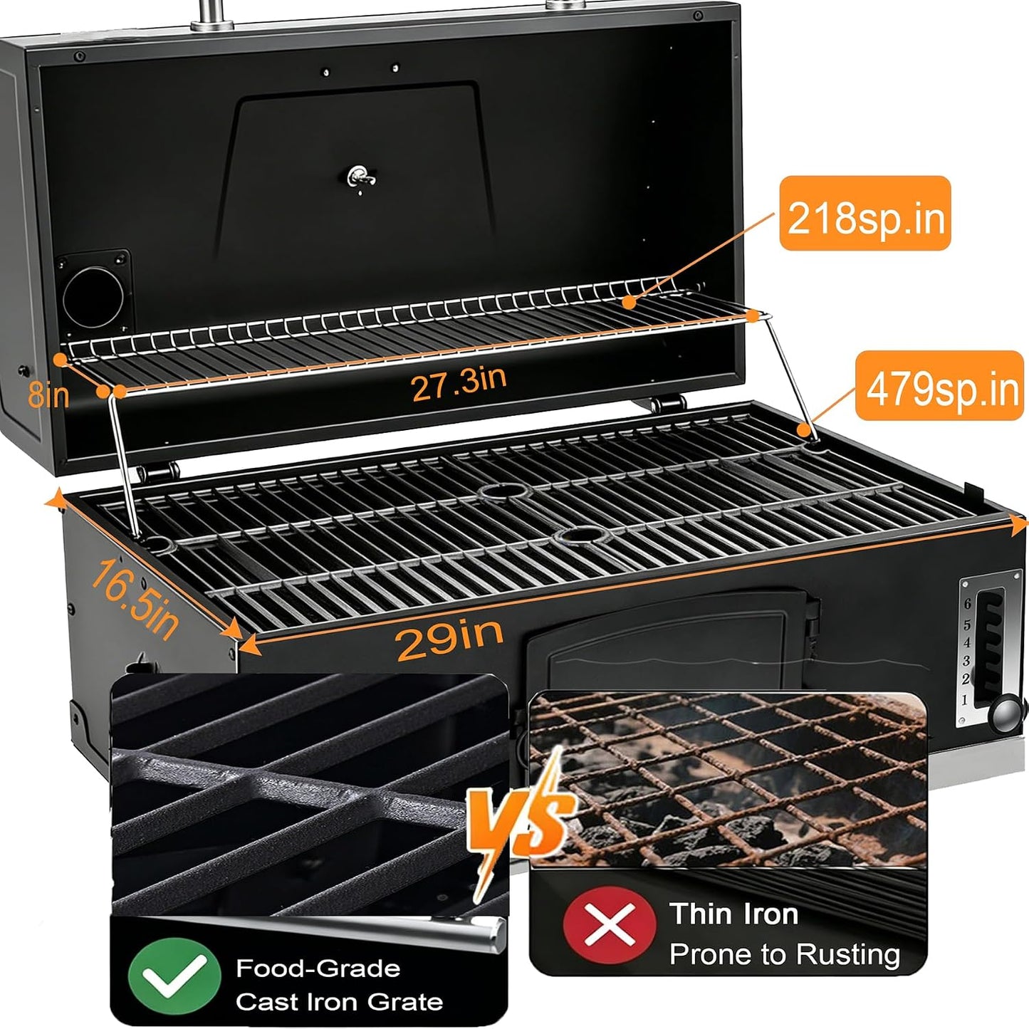 Large Built-In Charcoal Barrel Grill