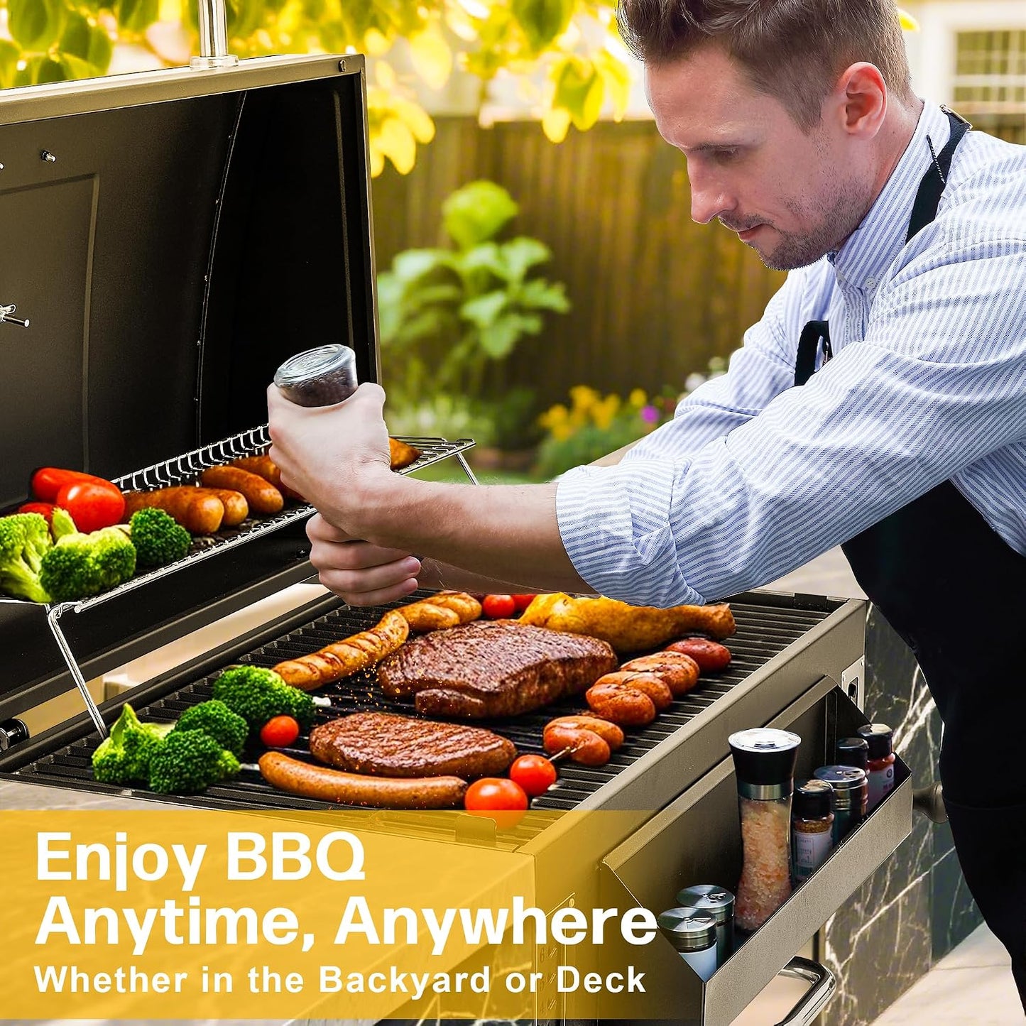 Built In Large Black Charcoal BBQ Grill