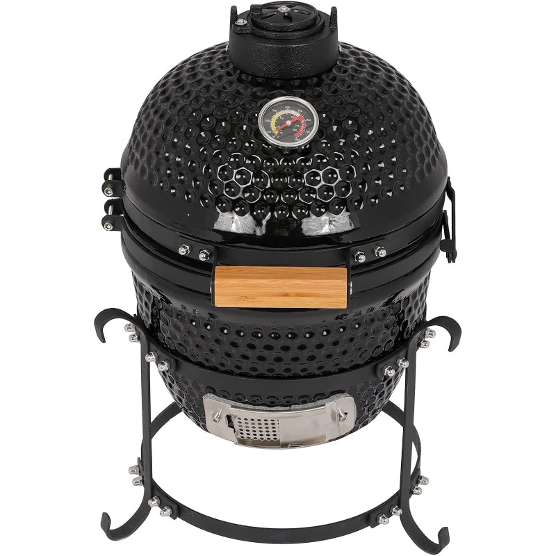 13" Ceramic Kamado Charcoal Grill, Black