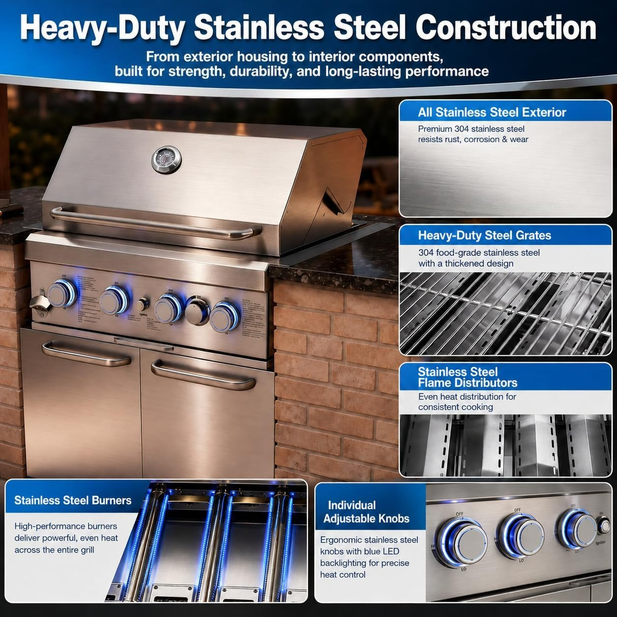 28-Inch 4-Burner Combo Grill