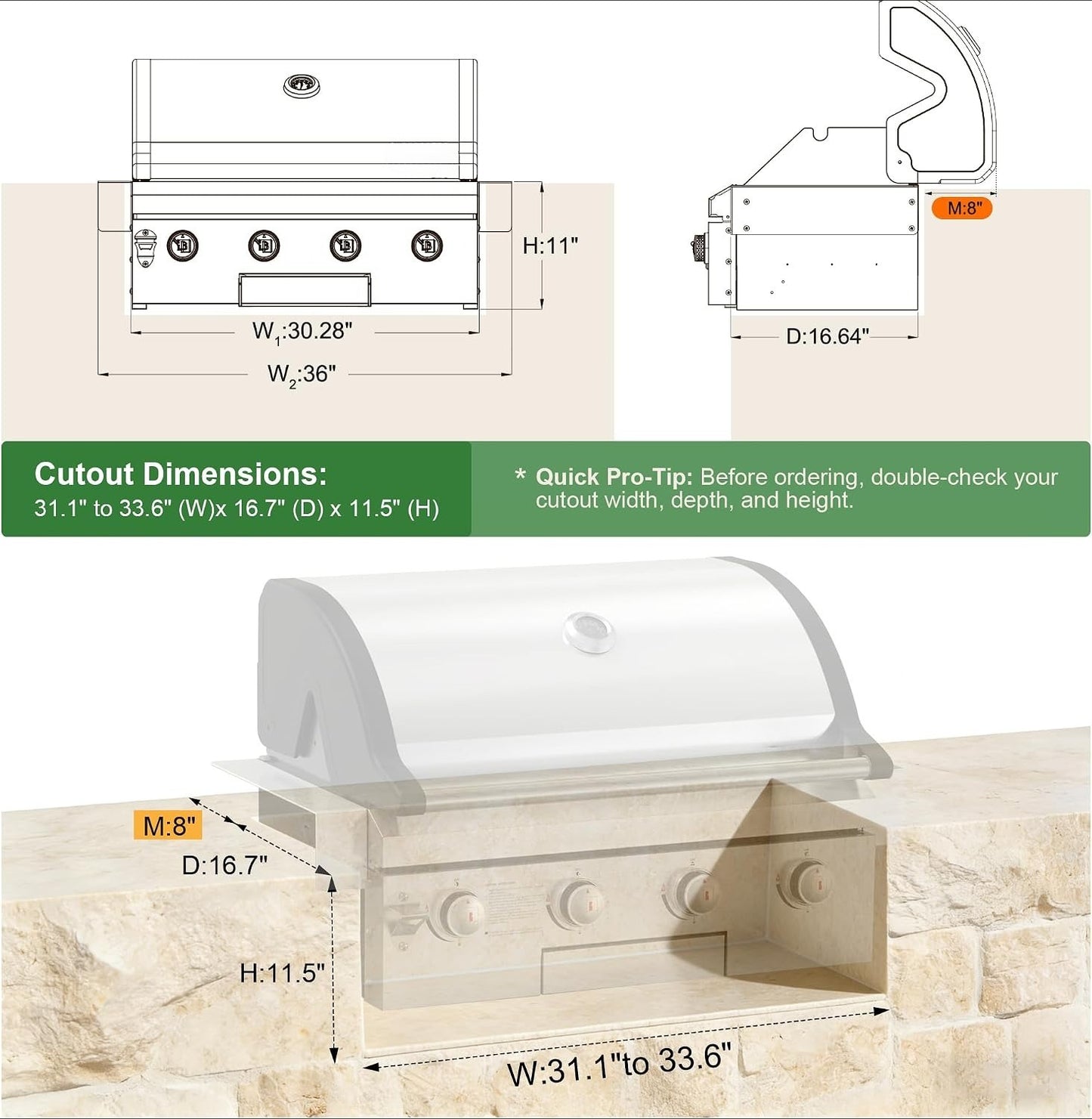 30-Inch 4-Burner Built-In Gas Grill Head