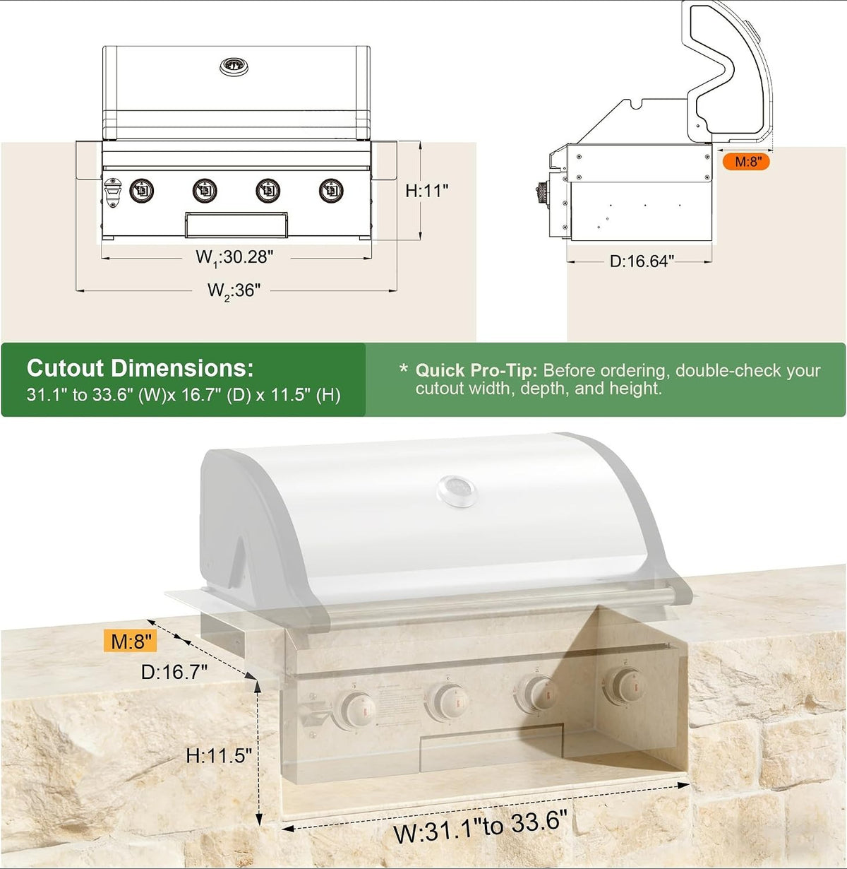 30-Inch 4-Burner Built-In Gas Grill Head